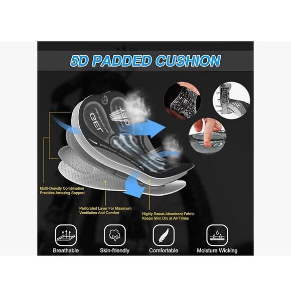 NEW Cycling Mens Bike Shorts 5D Padded Biking Riding Shorts Anti-Slip M - Picture 6 of 7